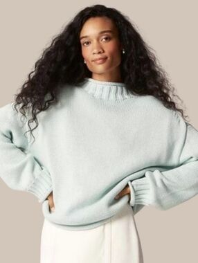 J. Crew 2025 Rollneck Sweater Pistachio Cream Green Blue Cotton XS Extra Small